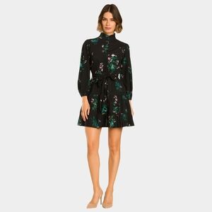 Arias Size M, Chic Black Floral Long Sleeve Dress